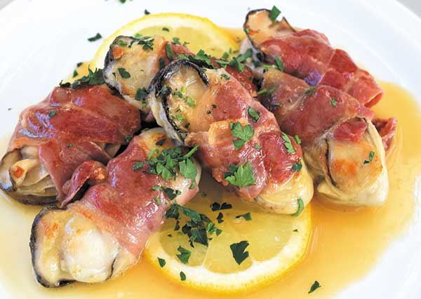 カキのサルティンボッカ レモンのソース