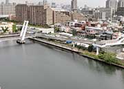 マンションの前を流れる汐見運河