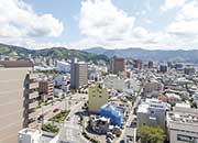 屋上からの景色（道後方面）