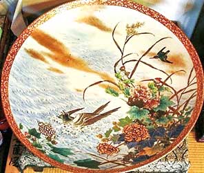 色絵水禽図大皿  精磁会社製  明治26年  サイズ90cm