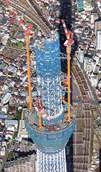 上空から見た建設中のスカイツリー