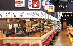 おりづるタワー店の店内。昭和のレトロ感を演出