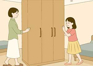 可動式の間仕切り収納棚