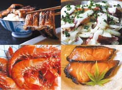 ふるさと納税の返礼品の一例（玄界灘の魚介類）